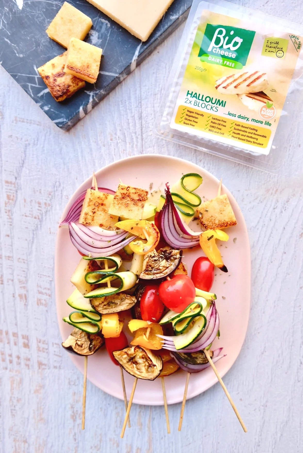 Chargrilled Vegetable Skewers With Bio Cheese Halloumi